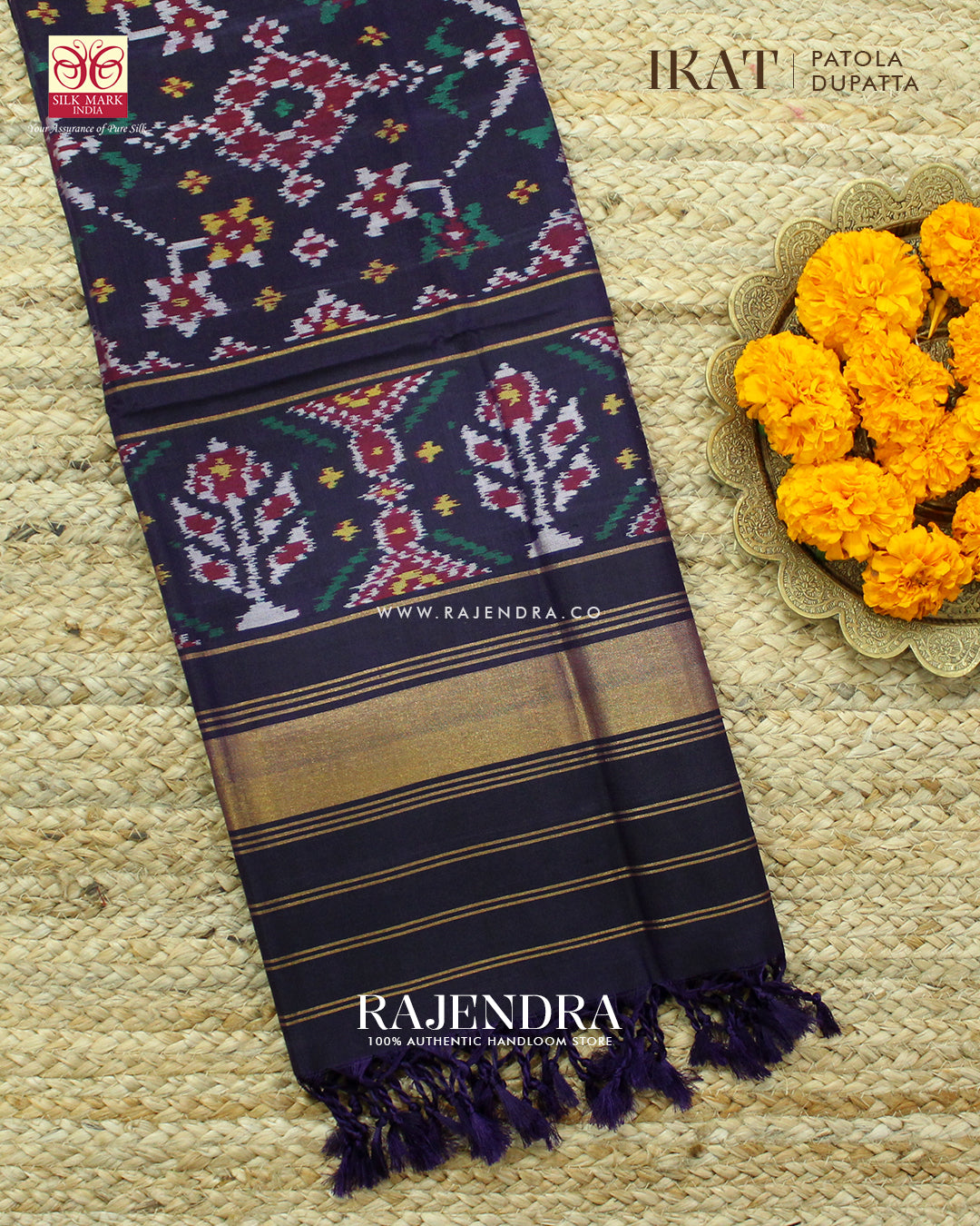 Exclusive Navratna Design Dark Purple Ikat Rajkot Patola Dupatta
