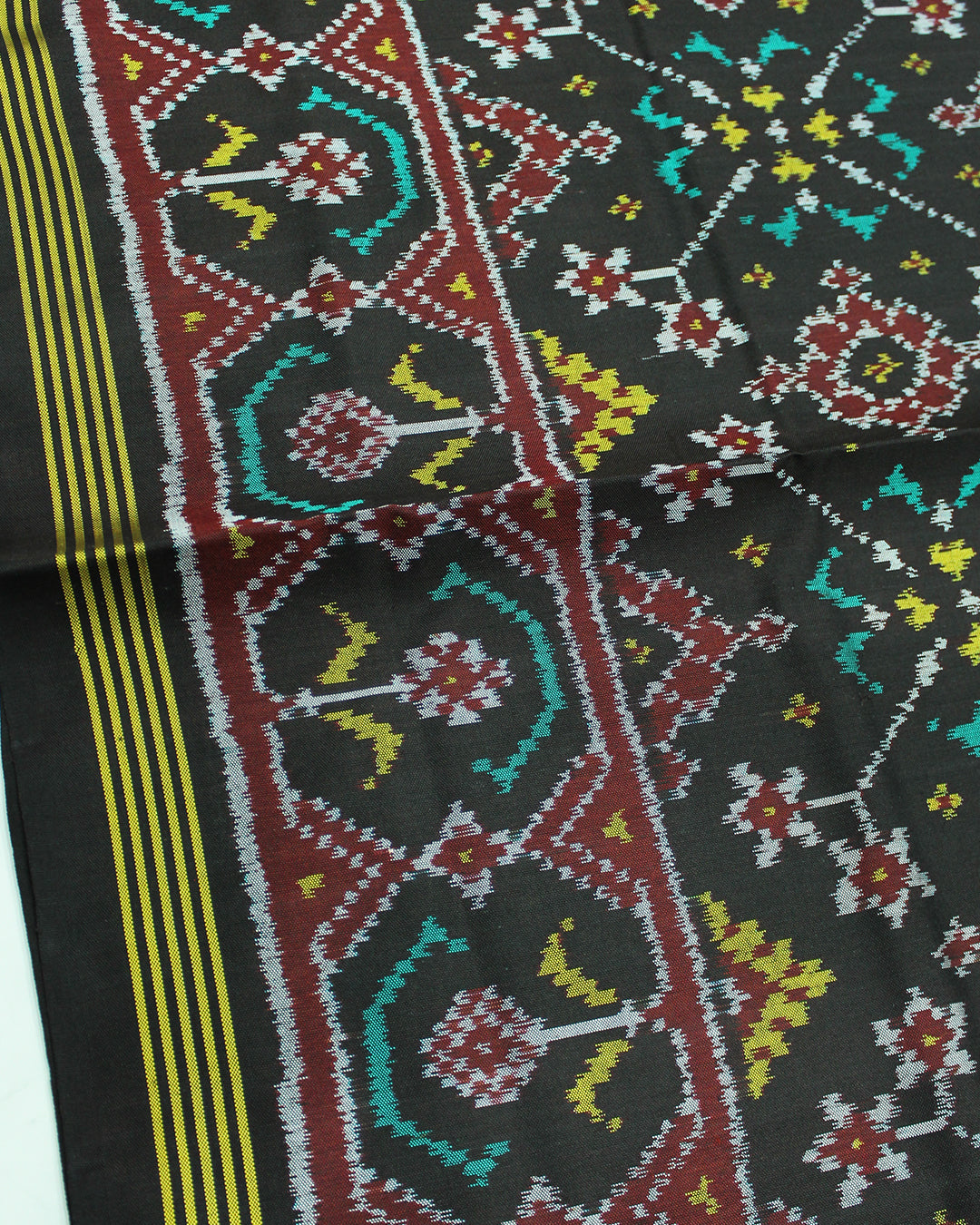 Traditional Navratna Design Black Ikat Rajkot Patola Saree