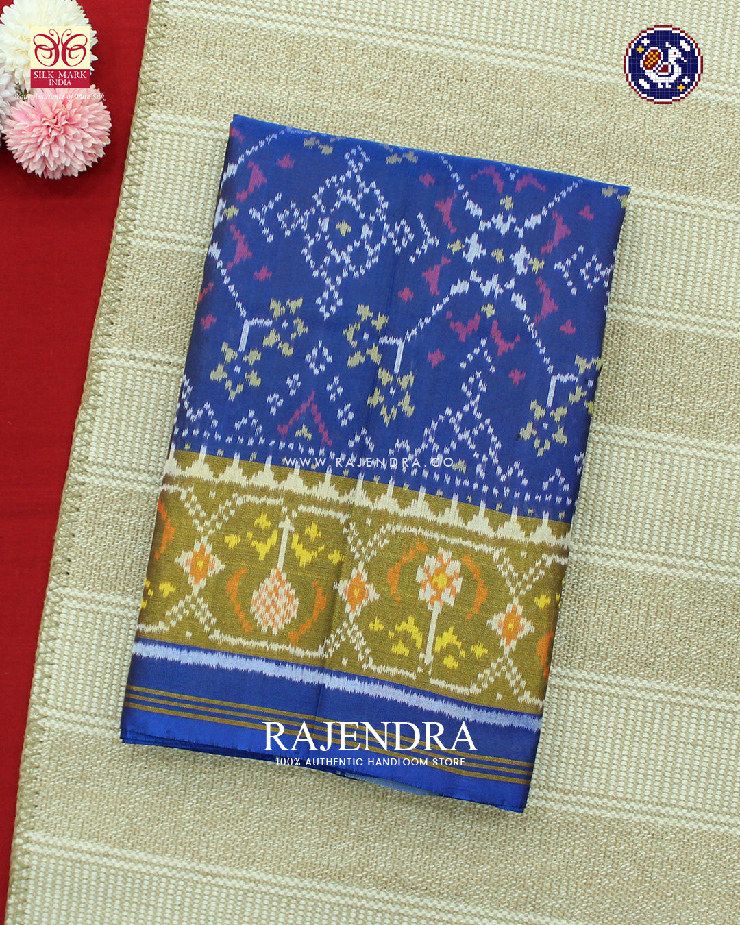Traditional Navratna Design Blue Rajkot Patola Saree