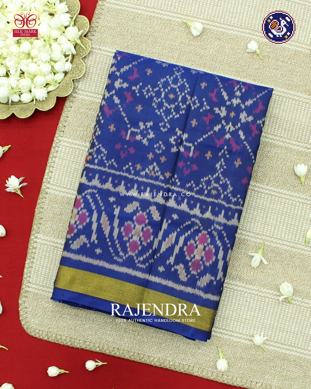 Traditional Navratna Design Blue Rajkot Patola Saree