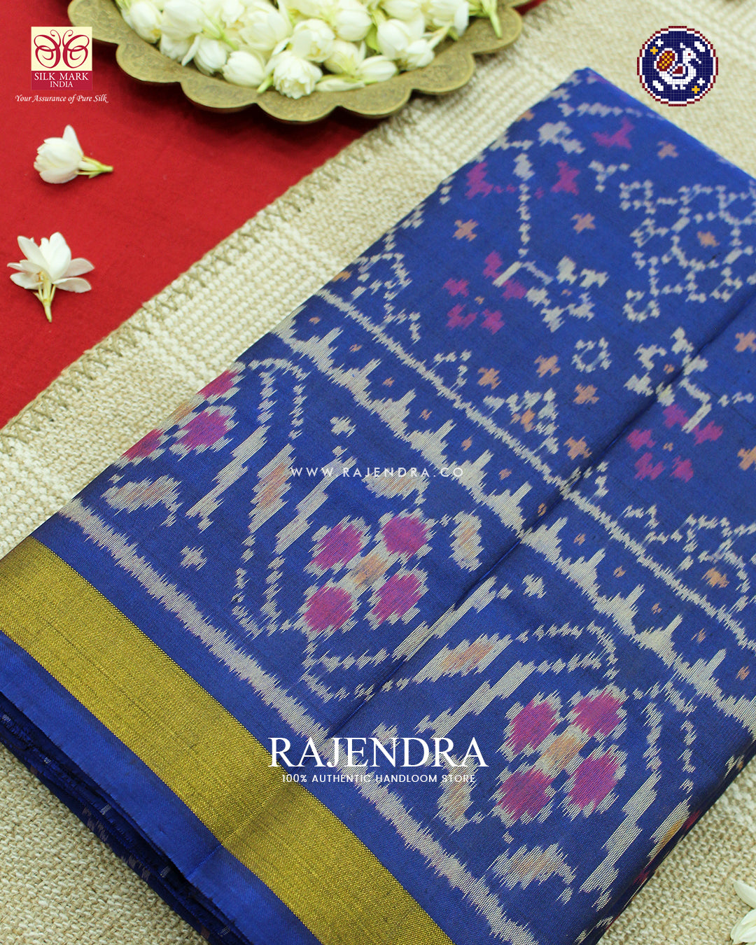Traditional Navratna Design Blue Rajkot Patola Saree