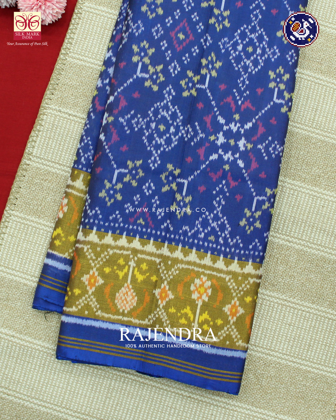 Traditional Navratna Design Blue Rajkot Patola Saree