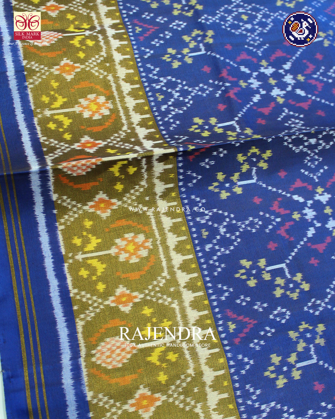Traditional Navratna Design Blue Rajkot Patola Saree