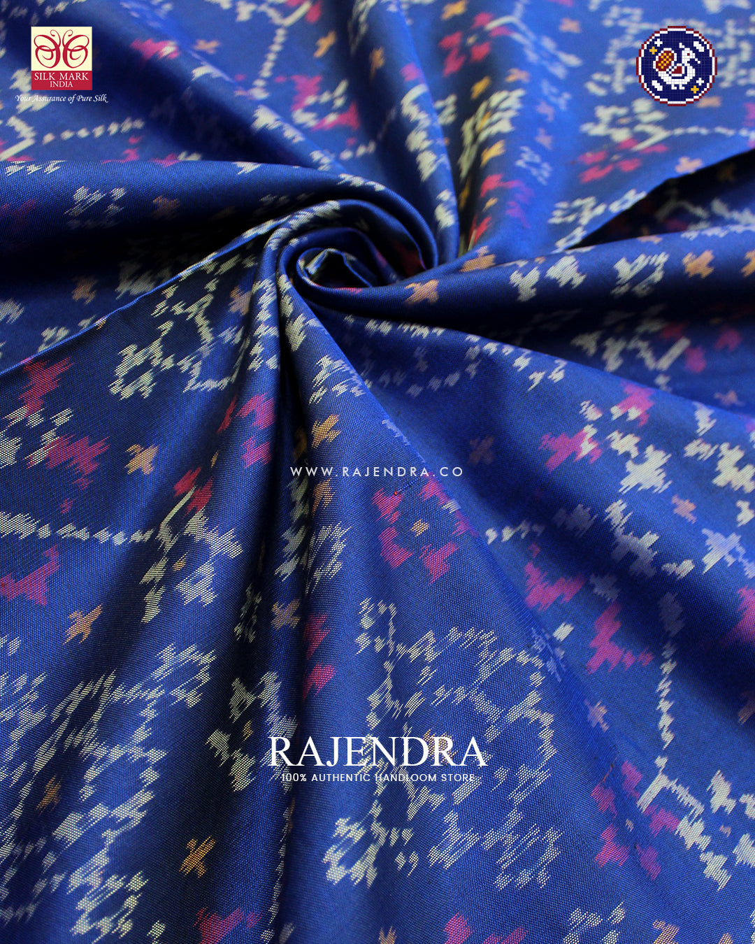 Traditional Navratna Design Blue Rajkot Patola Saree