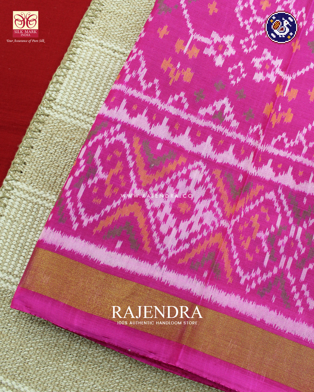 Traditional Navratna Design Pink Rajkot Patola Saree