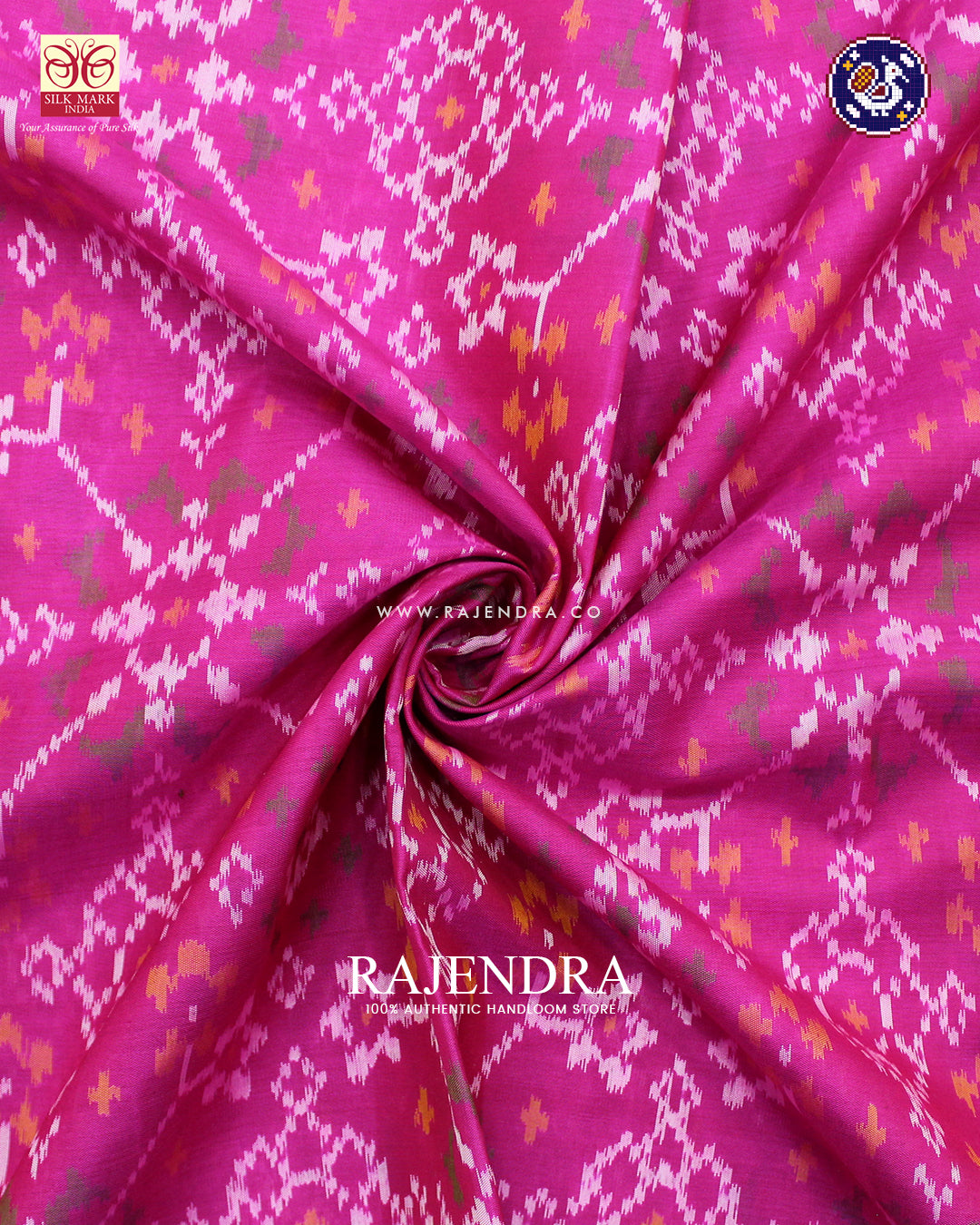 Traditional Navratna Design Pink Rajkot Patola Saree