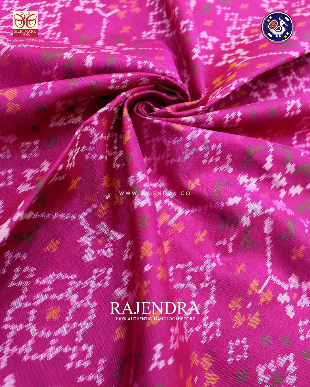Traditional Navratna Design Pink Rajkot Patola Saree