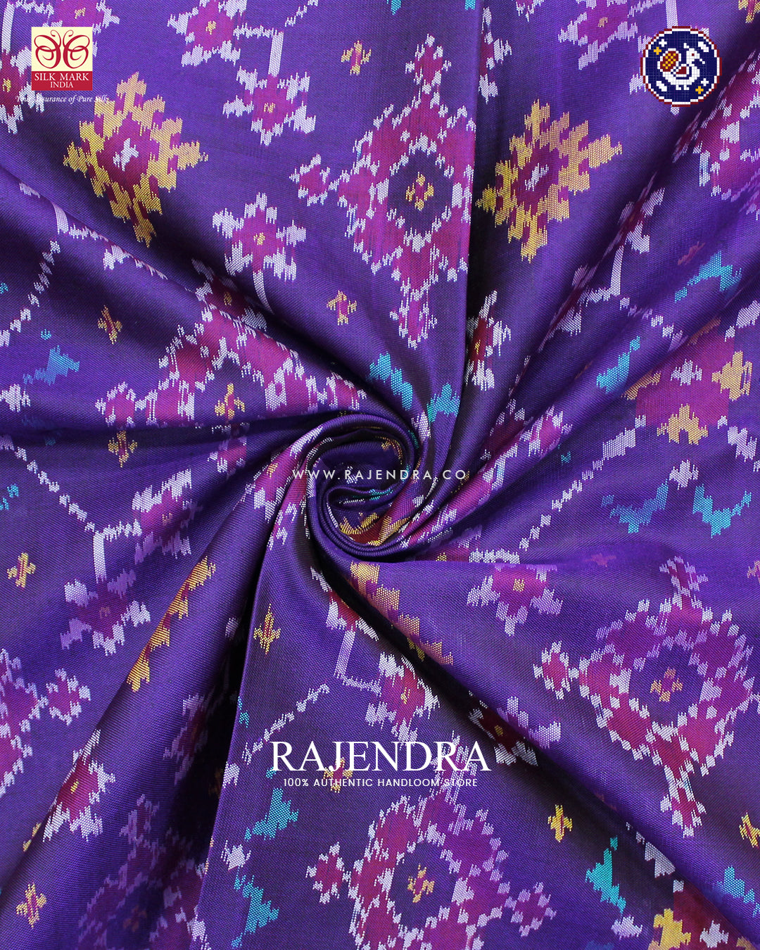 Traditional Navratna Design Purple Ikat Rajkot Patola Saree