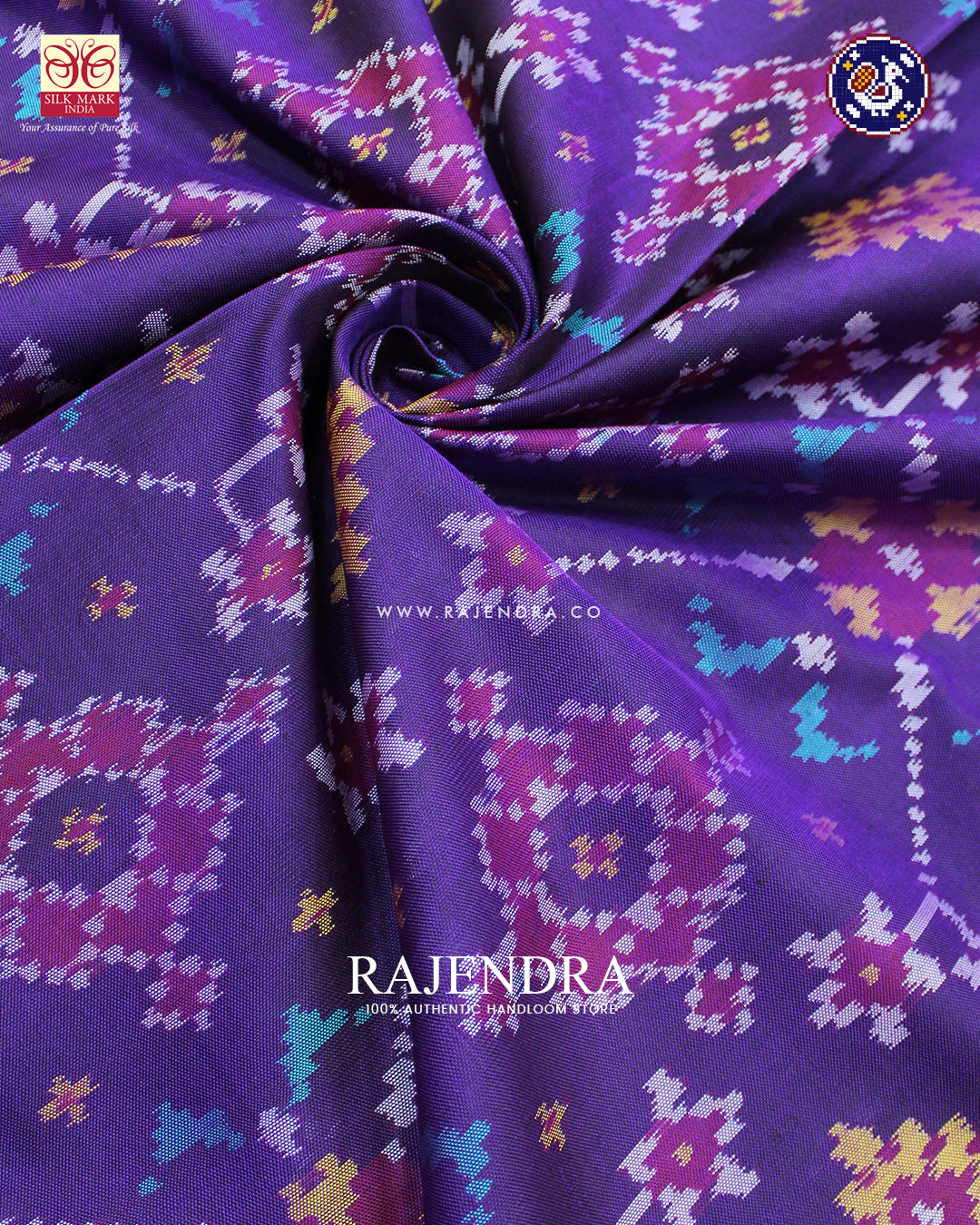 Traditional Navratna Design Purple Ikat Rajkot Patola Saree