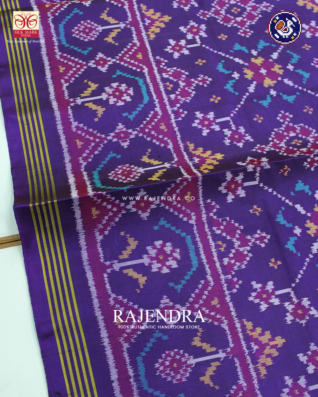 Traditional Navratna Design Purple Ikat Rajkot Patola Saree