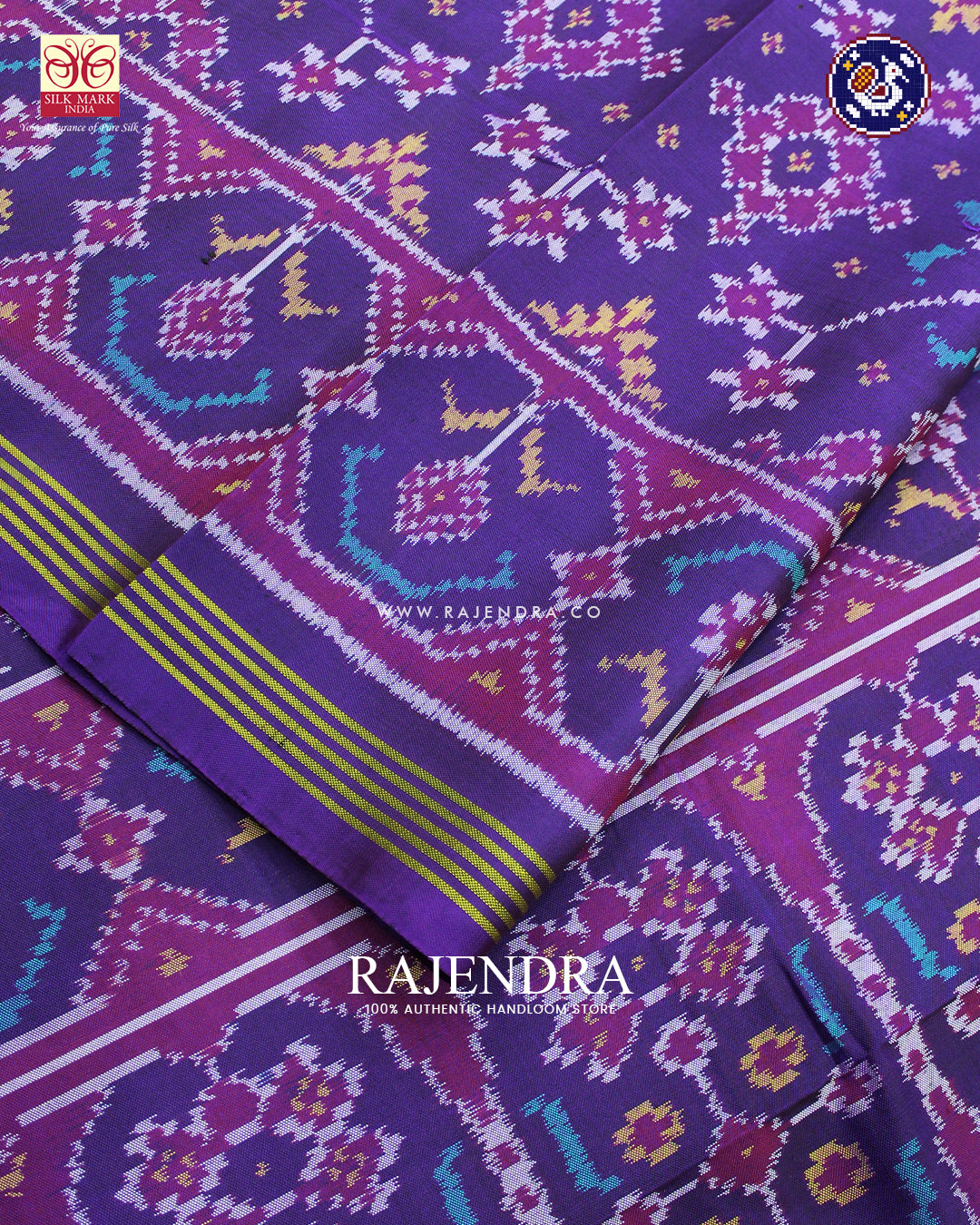 Traditional Navratna Design Purple Ikat Rajkot Patola Saree