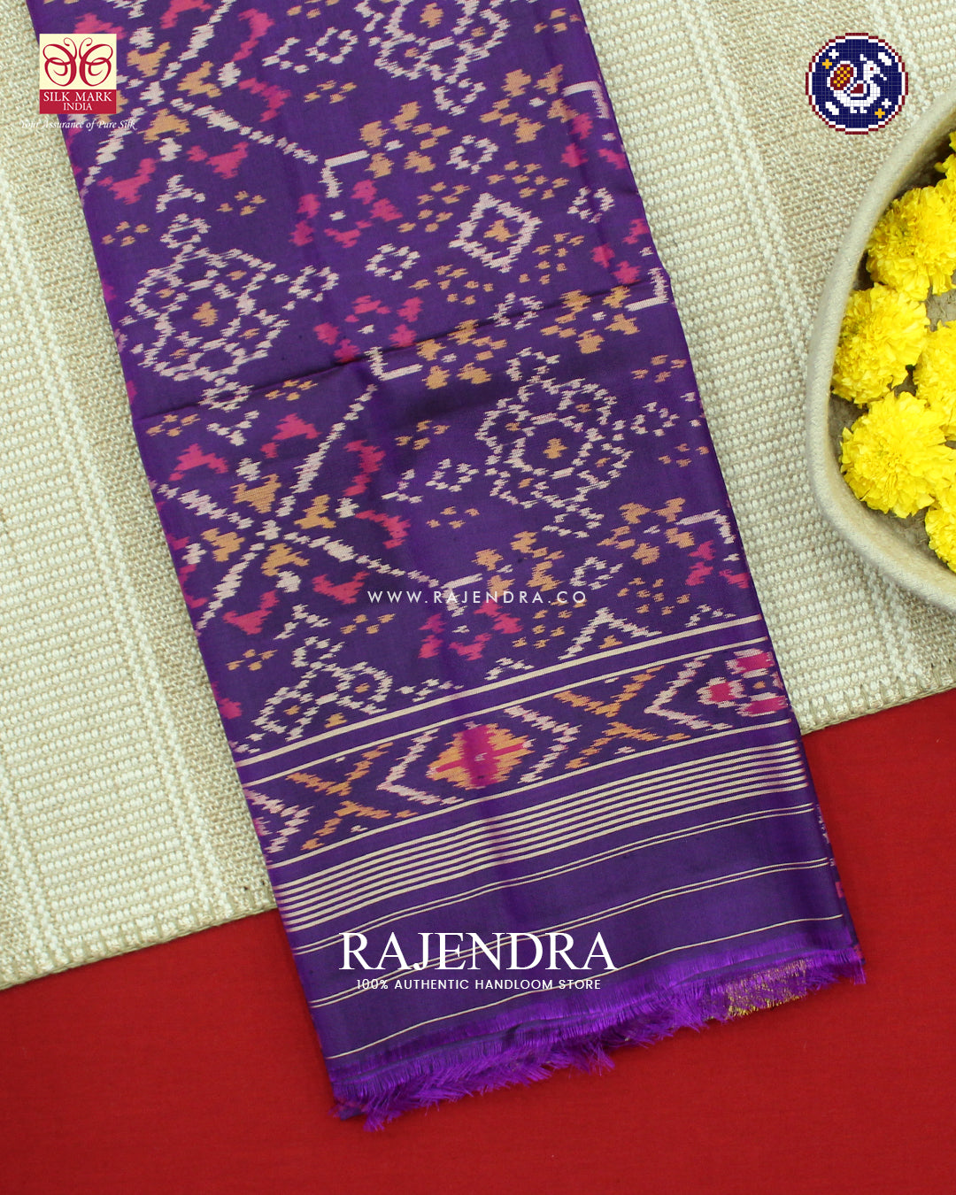Traditional Navratna Design Purple Rajkot Patola Dupatta