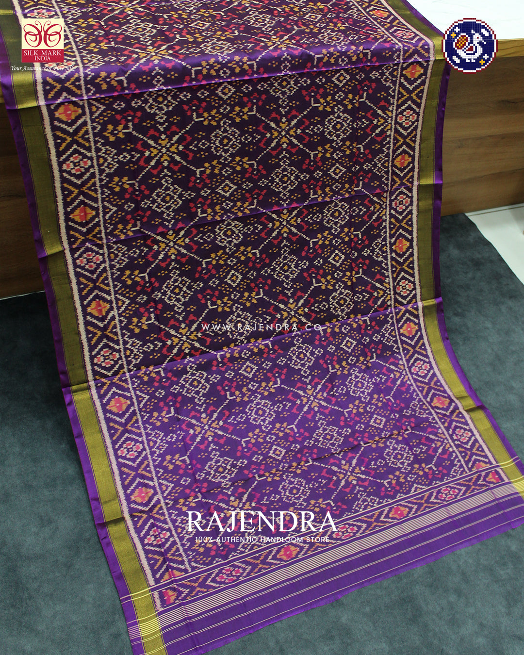 Traditional Navratna Design Purple Rajkot Patola Dupatta