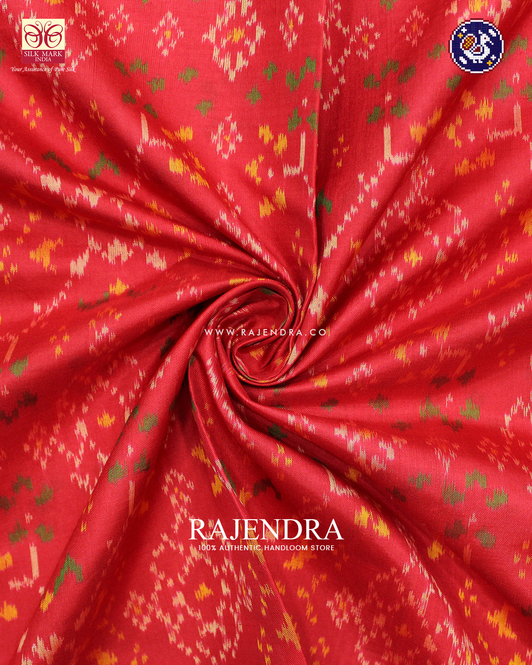 Traditional Navratna Design Red Rajkot Patola Saree