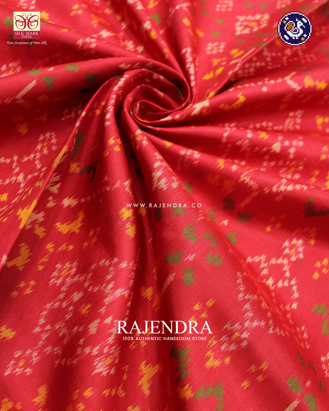 Traditional Navratna Design Red Rajkot Patola Saree