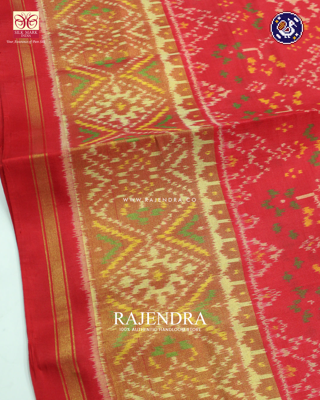 Traditional Navratna Design Red Rajkot Patola Saree