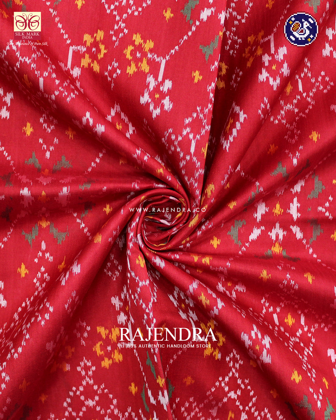 Traditional Navratna Design Red Rajkot Patola Saree