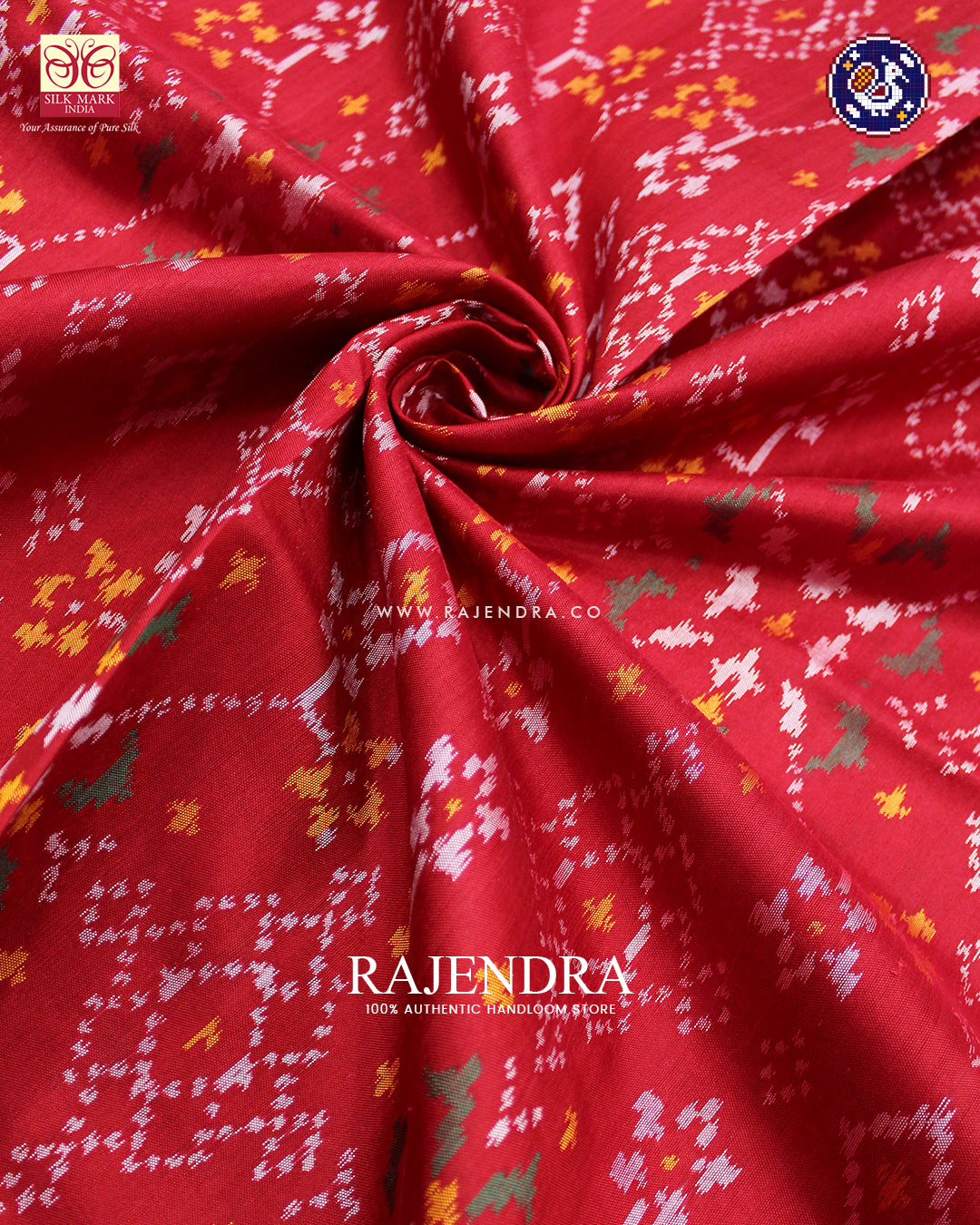 Traditional Navratna Design Red Rajkot Patola Saree