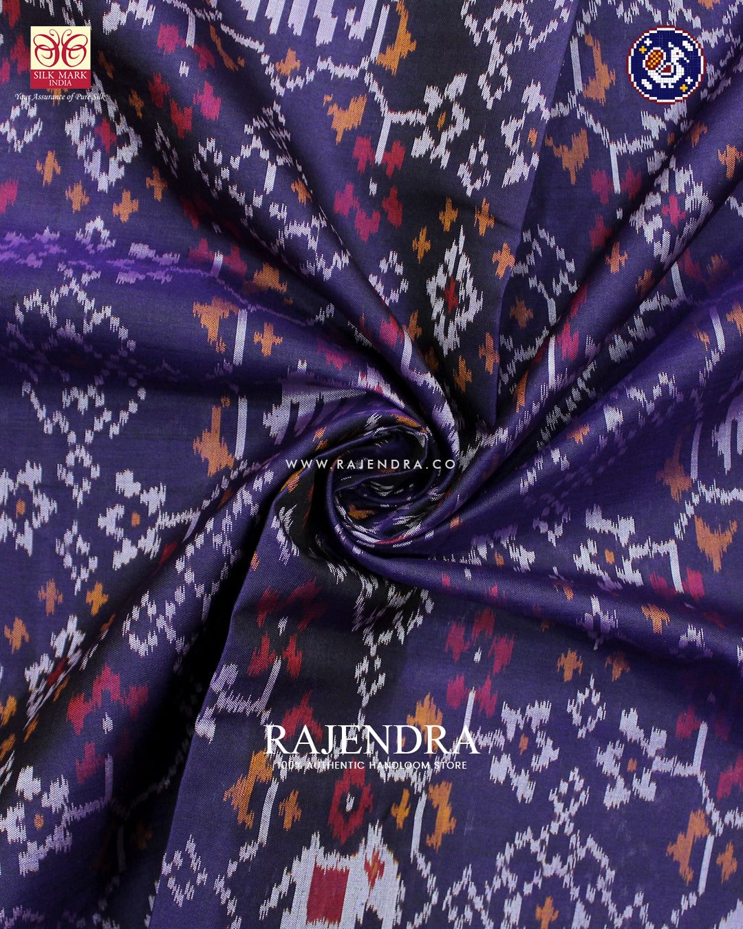 Traditional Navratna Elephant Motif Dark Purple Rajkot Patola Saree