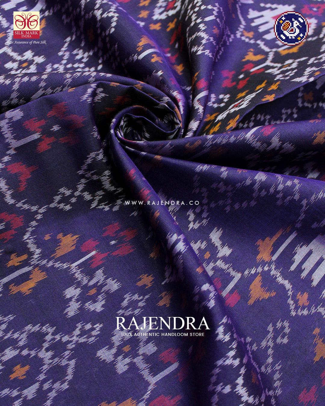 Traditional Navratna Elephant Motif Dark Purple Rajkot Patola Saree