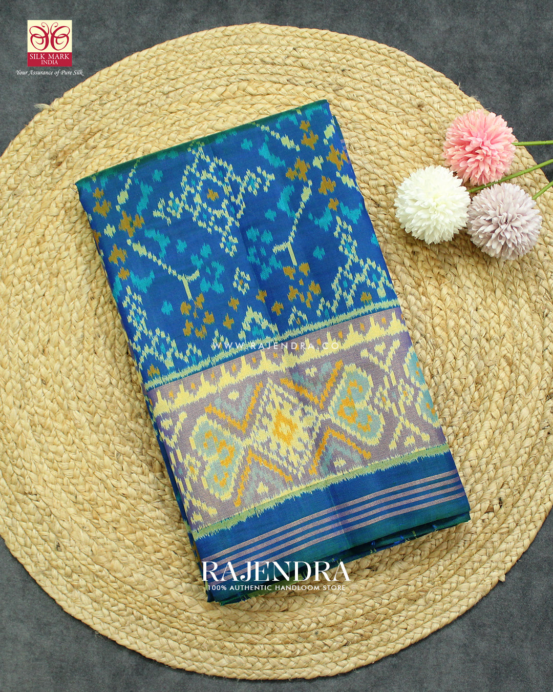 Handwoven Navratna Bhat Single Ikkat Rajkot Patola Saree