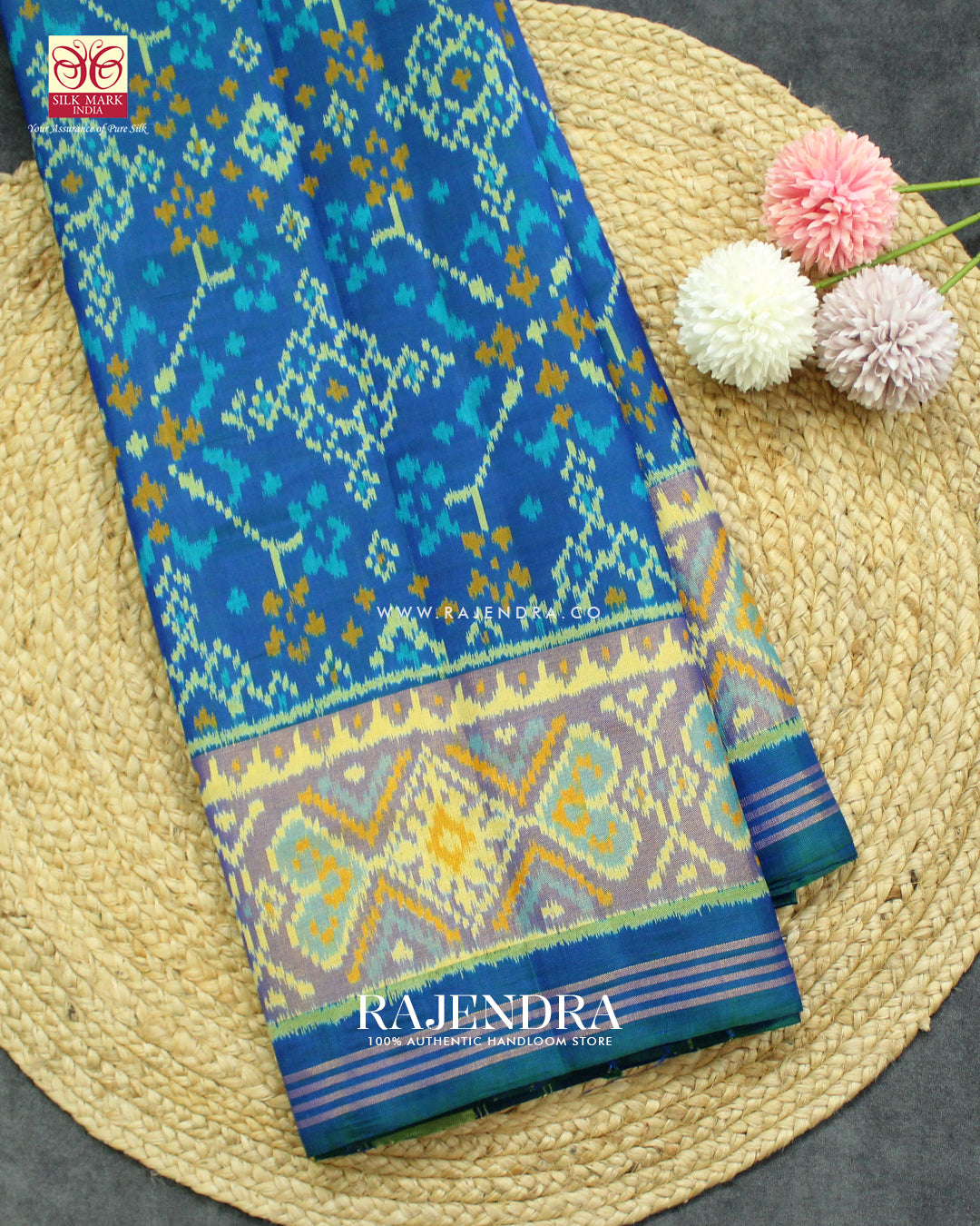 Handwoven Navratna Bhat Single Ikkat Rajkot Patola Saree