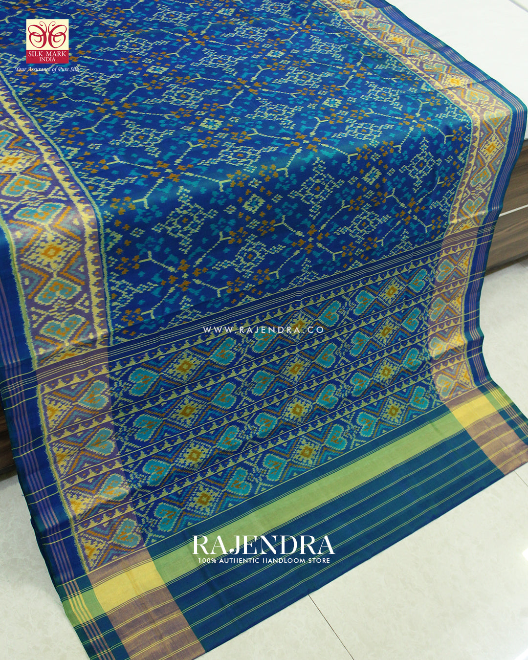 Handwoven Navratna Bhat Single Ikkat Rajkot Patola Saree