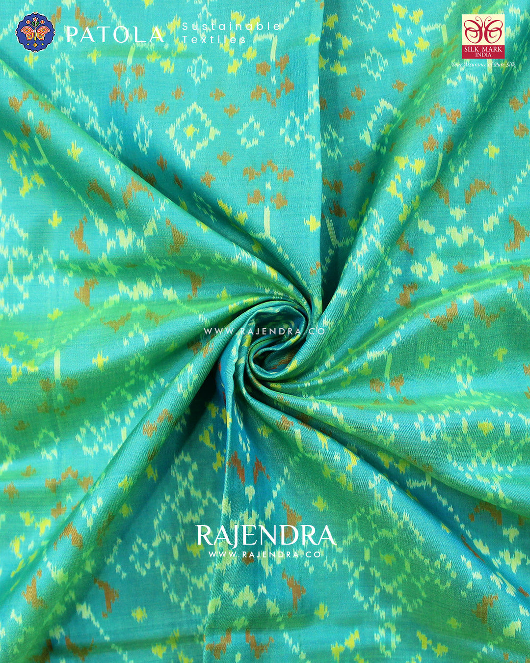 Traditional Navratna Design Light Green Single Ikat Rajkot Patola Saree