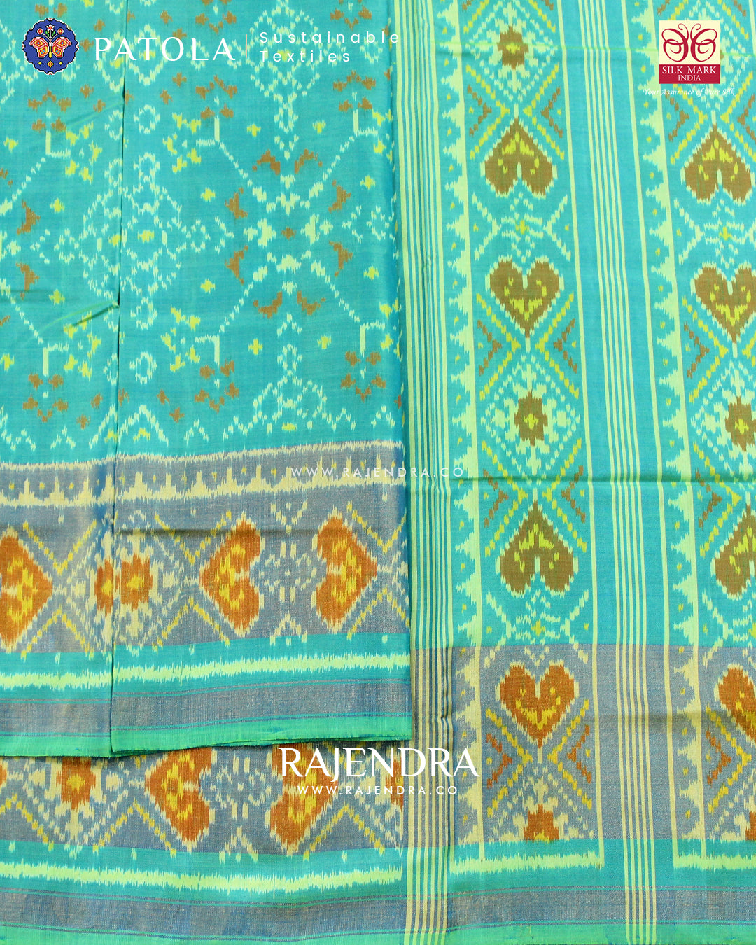 Traditional Navratna Design Light Green Single Ikat Rajkot Patola Saree