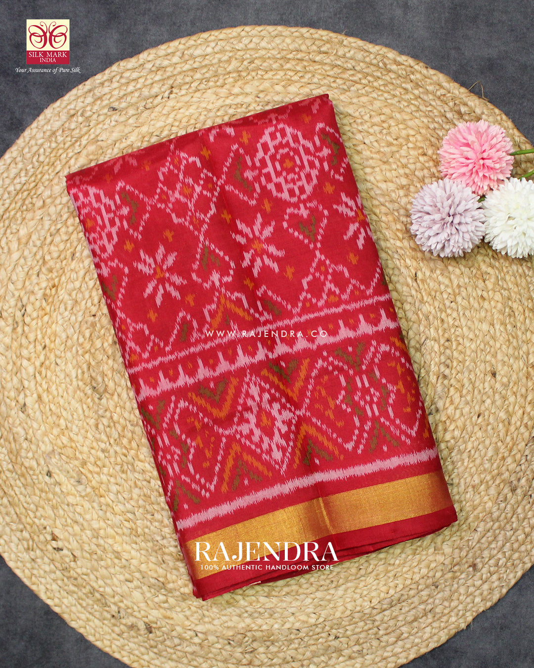 Traditional Navratna Manekchowk Design Single Ikat Rajkot Patola Saree