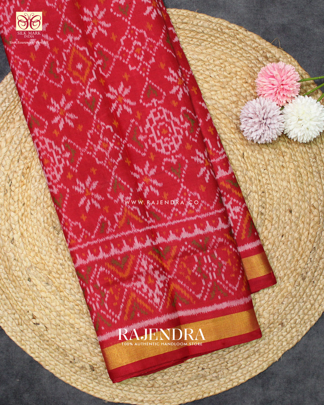 Traditional Navratna Manekchowk Design Single Ikat Rajkot Patola Saree