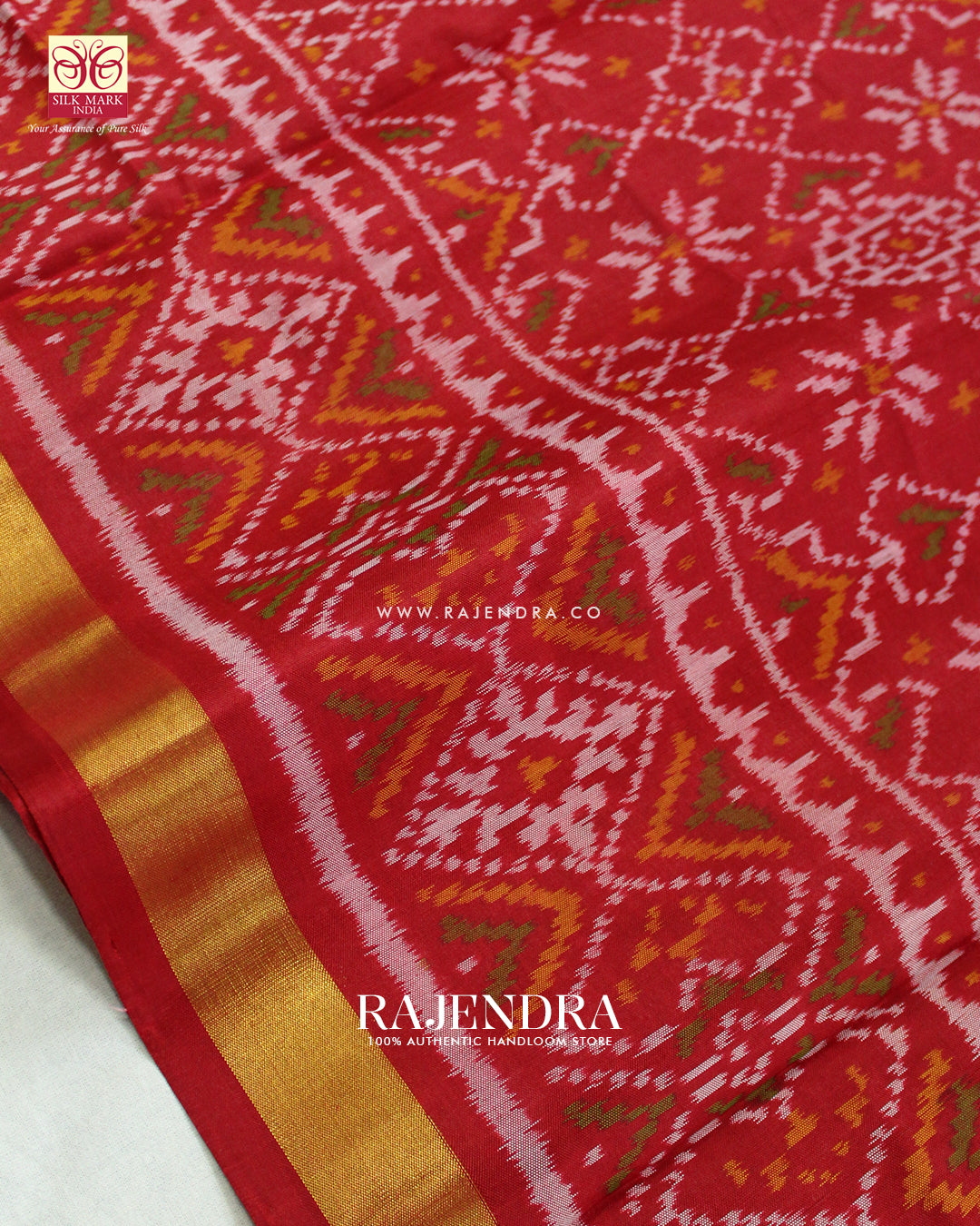 Traditional Navratna Manekchowk Design Single Ikat Rajkot Patola Saree
