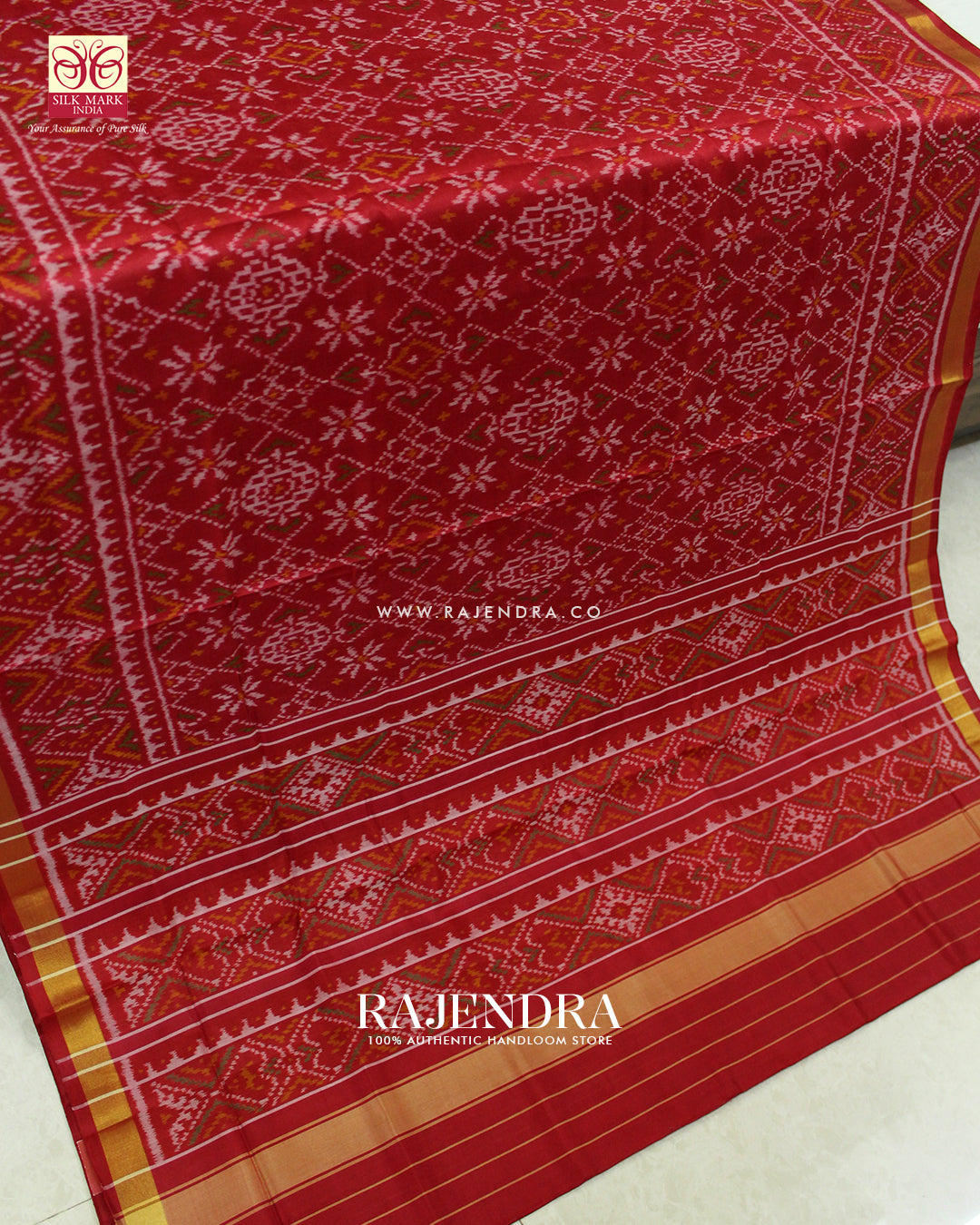 Traditional Navratna Manekchowk Design Single Ikat Rajkot Patola Saree