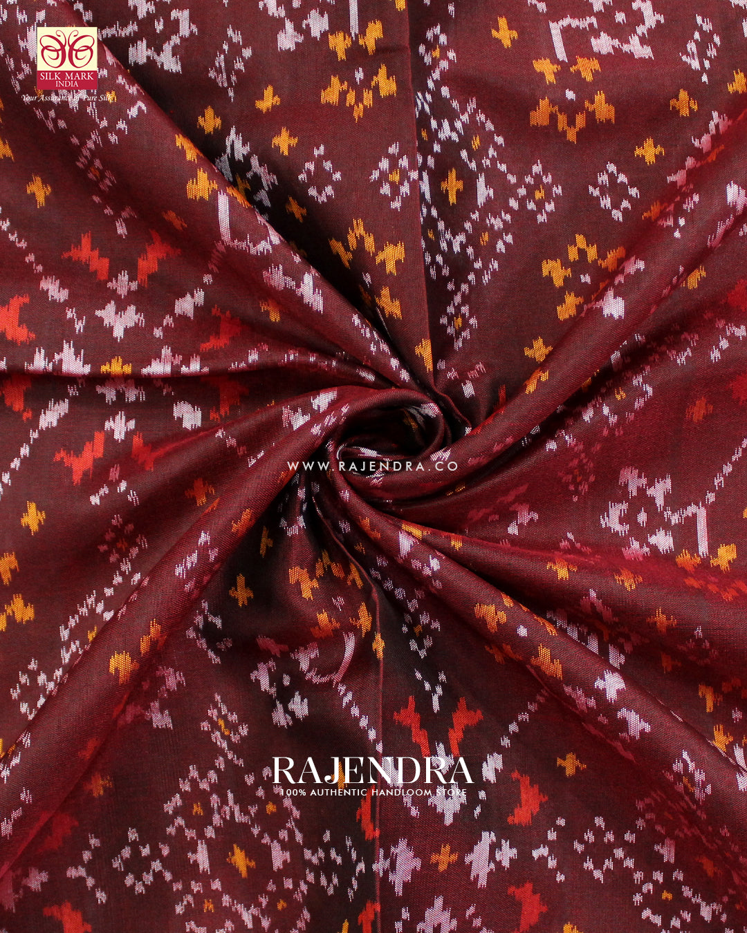 Traditional Navratna Design Maroon Single Ikat Rajkot Patola Saree