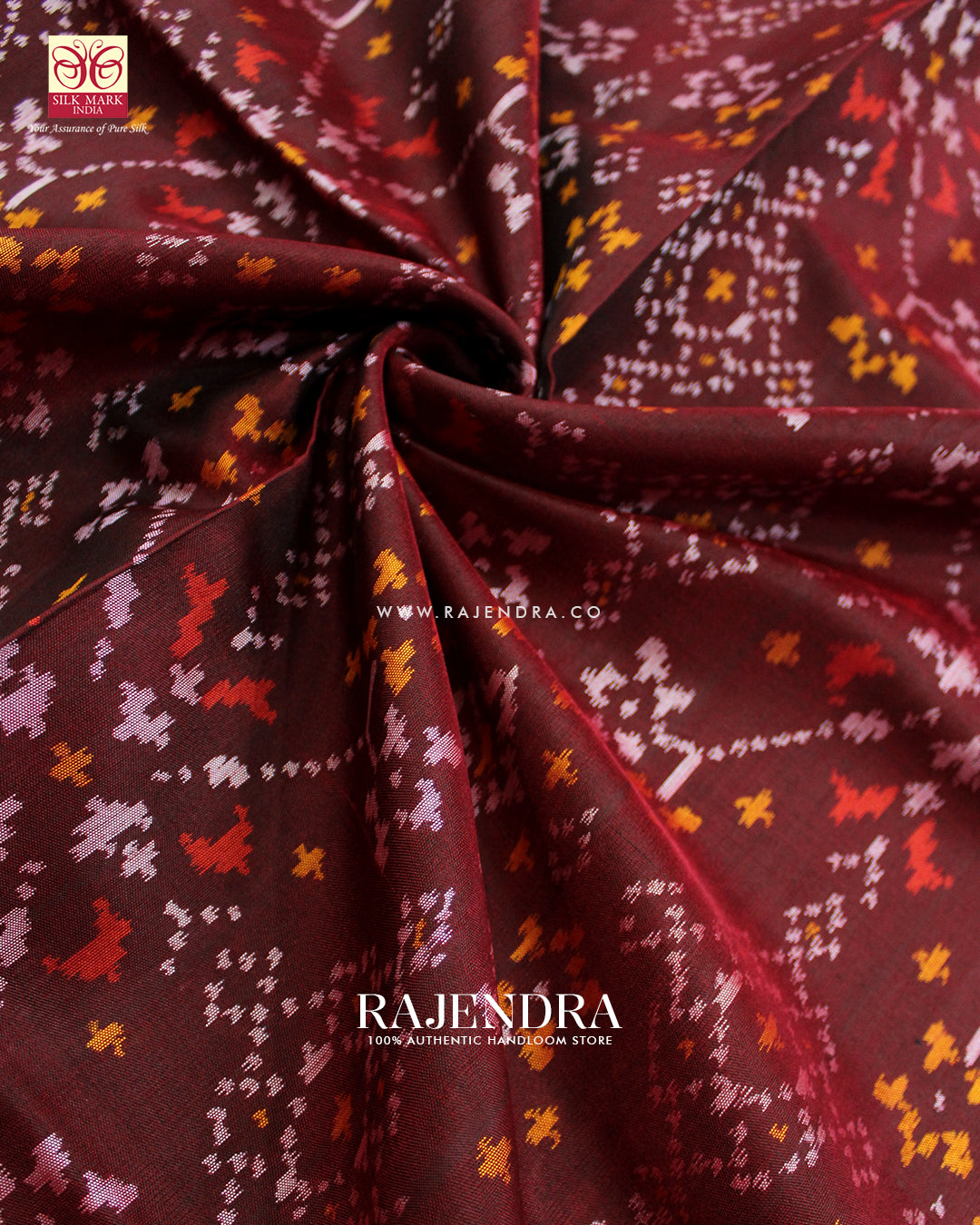 Traditional Navratna Design Maroon Single Ikat Rajkot Patola Saree
