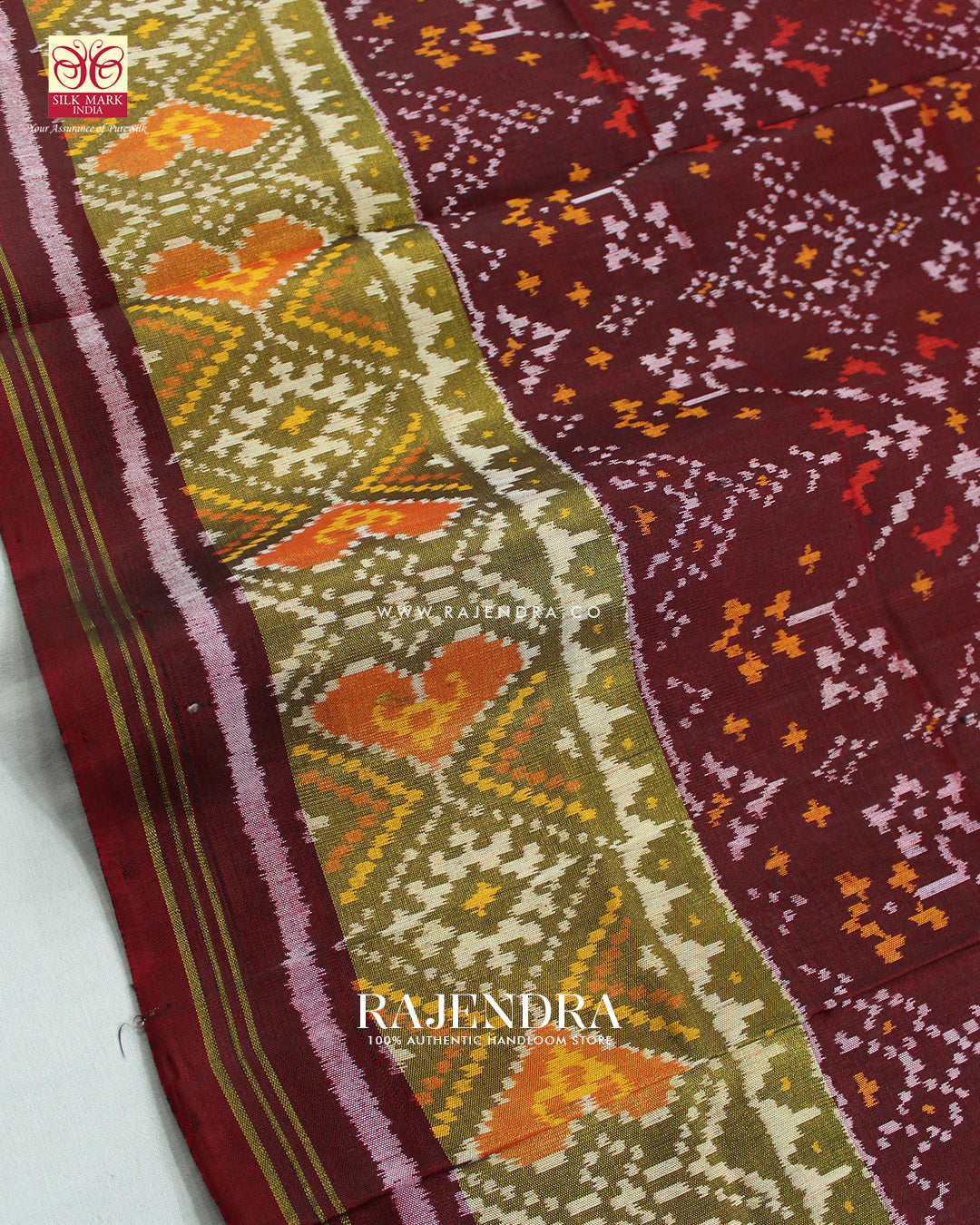 Traditional Navratna Design Maroon Single Ikat Rajkot Patola Saree