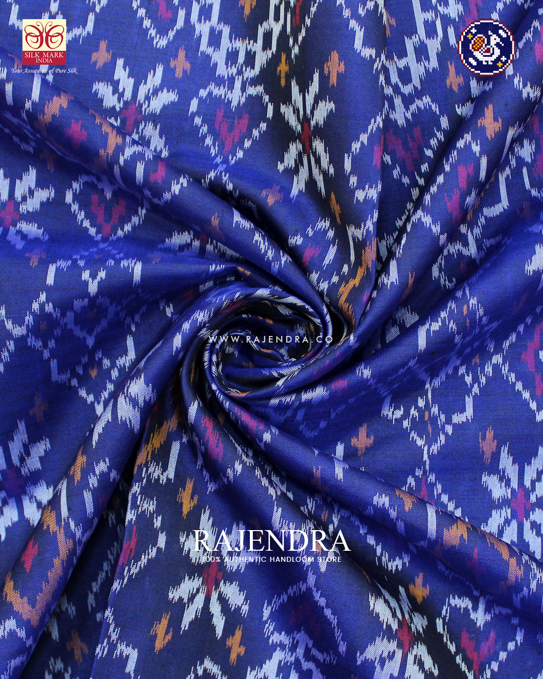 Traditional Navratna Mix Design Blue Rajkot Patola Saree