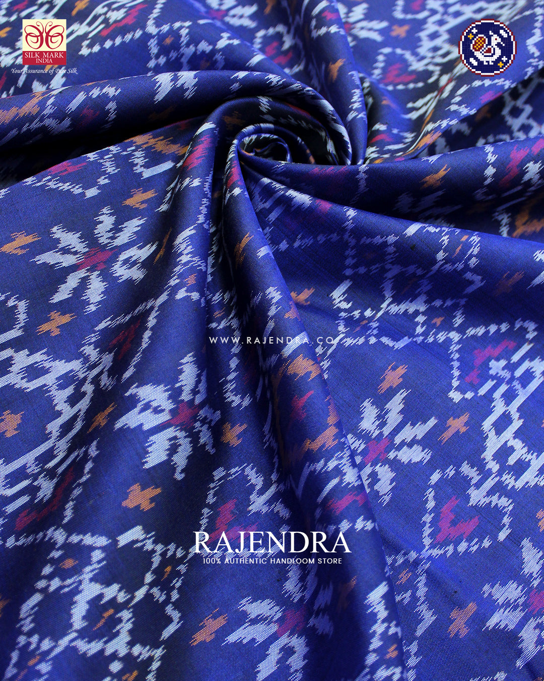 Traditional Navratna Mix Design Blue Rajkot Patola Saree