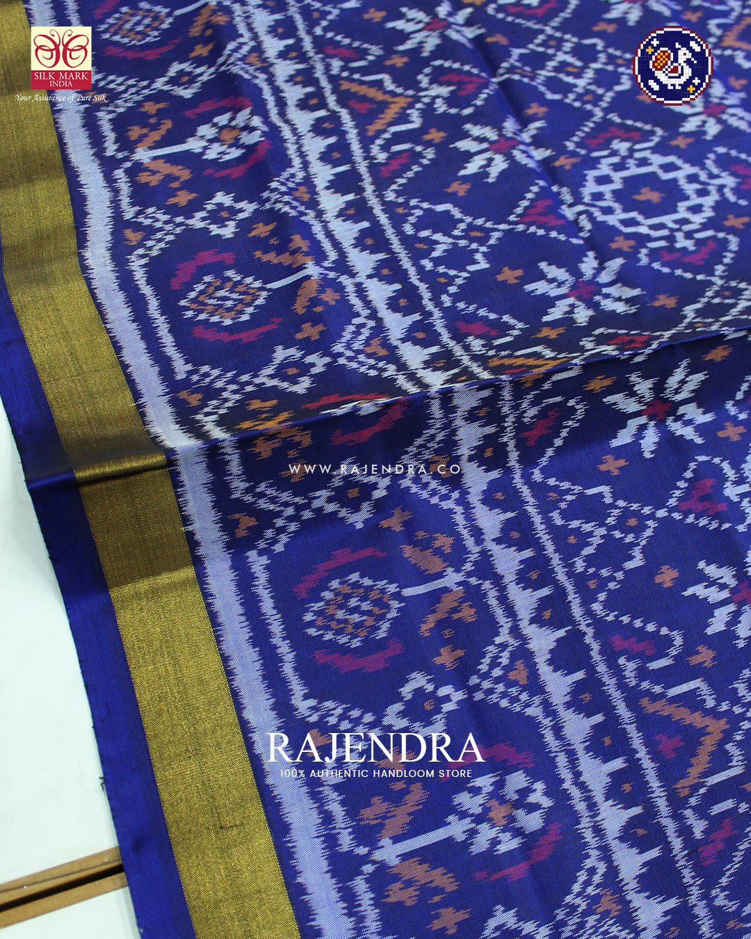 Traditional Navratna Mix Design Blue Rajkot Patola Saree