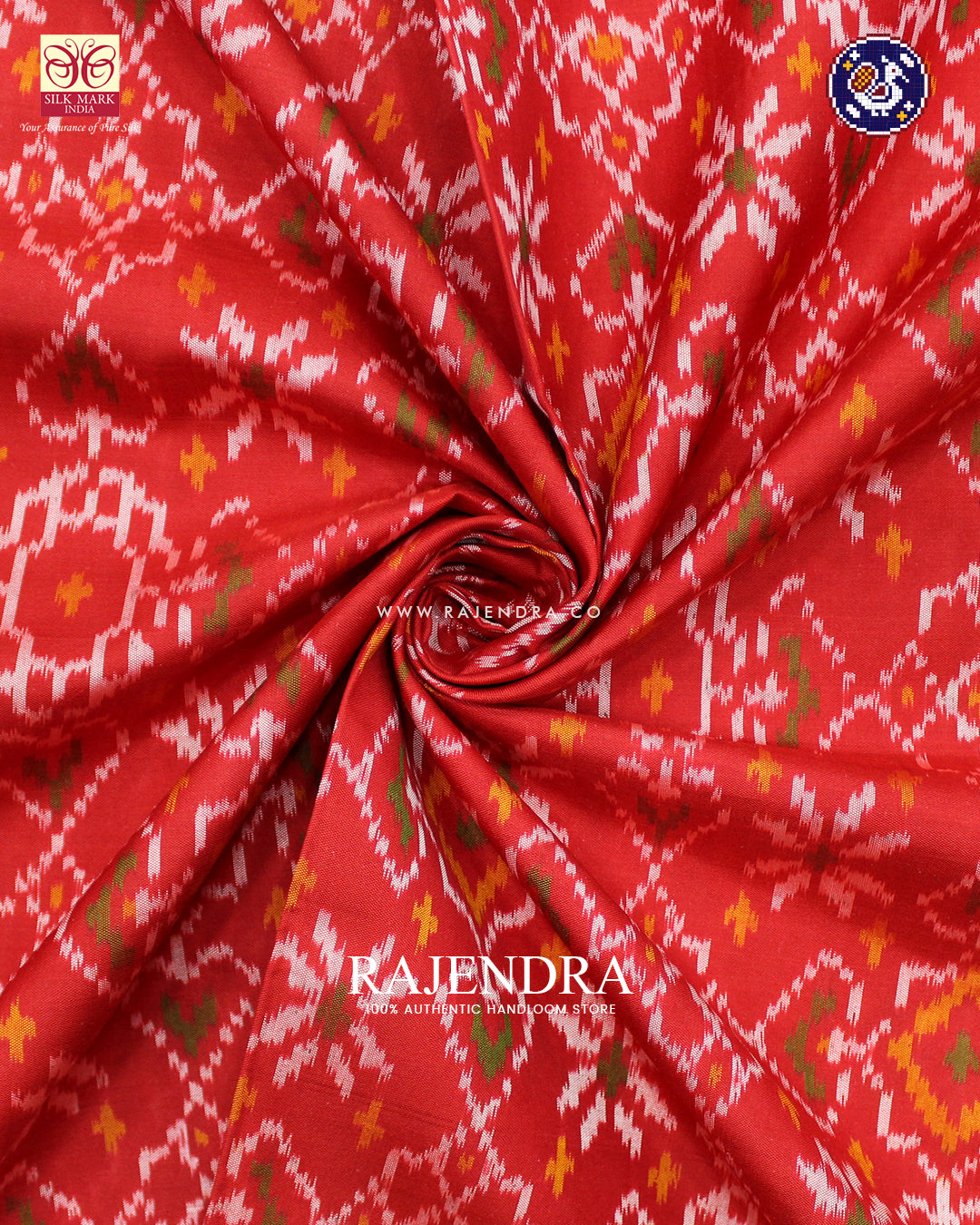 Traditional Navratna Mix Design Red Rajkot Patola Saree