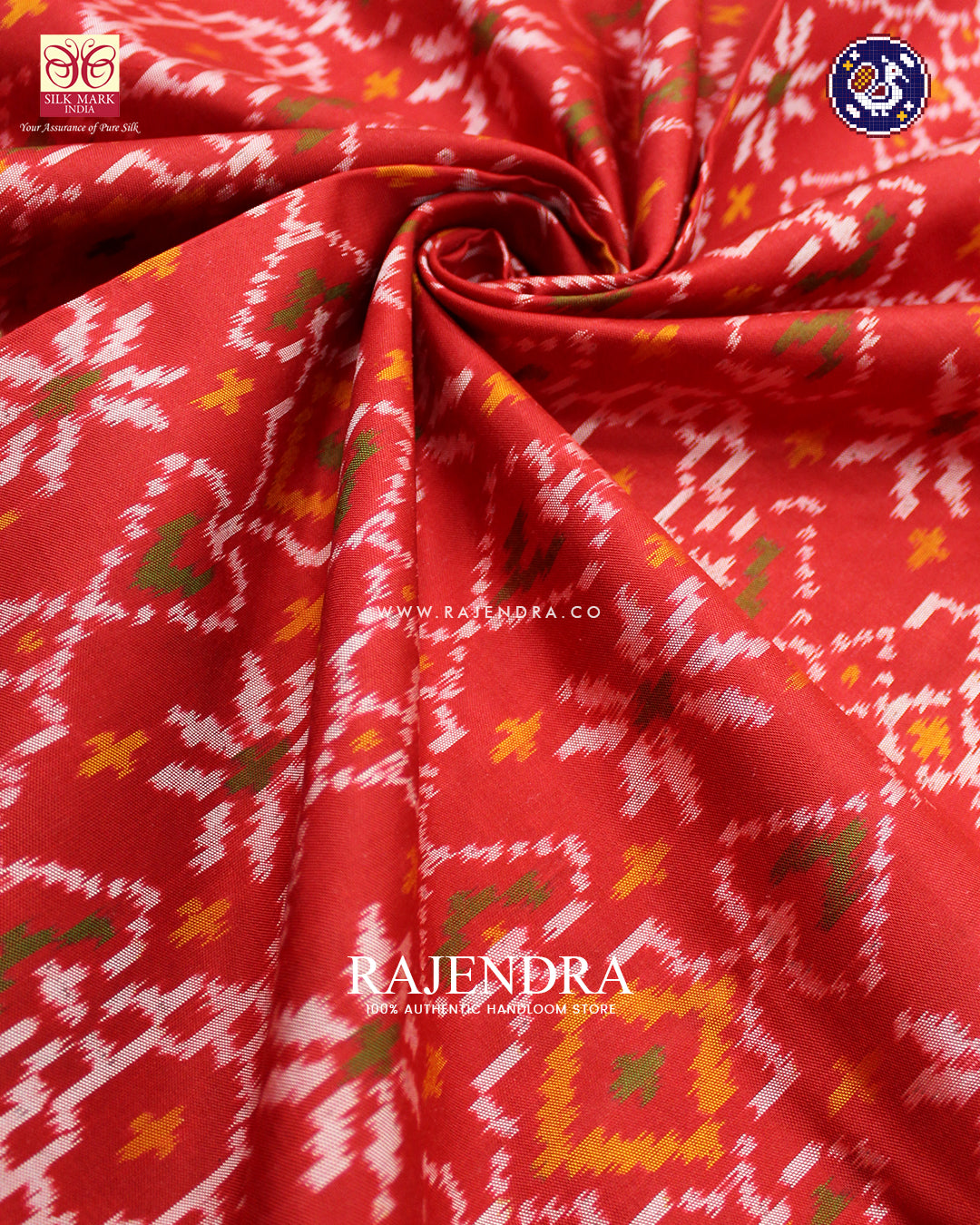 Traditional Navratna Mix Design Red Rajkot Patola Saree