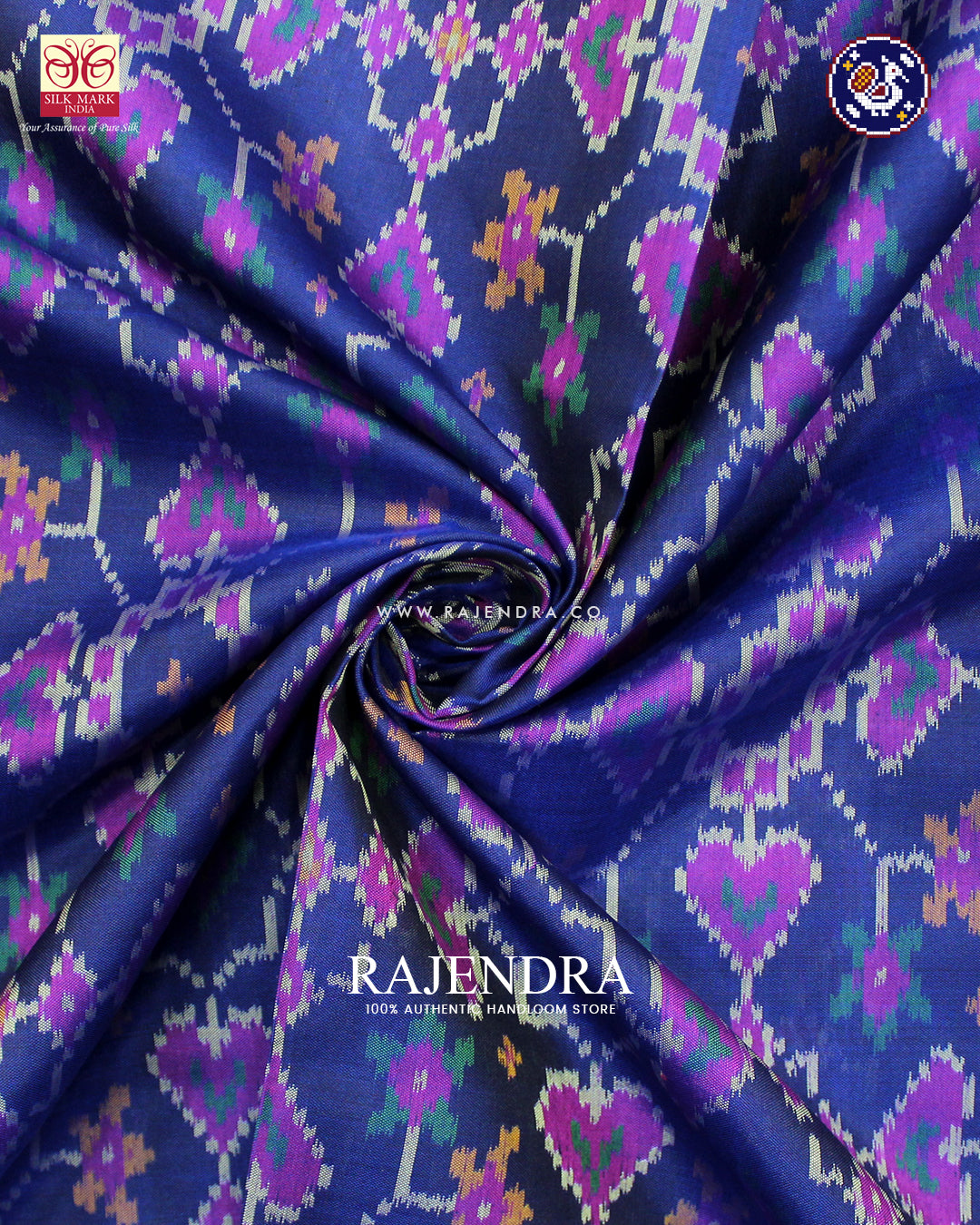 Traditional Navratna Manekchowk Mix Pink and Blue Rajkot Patola Saree