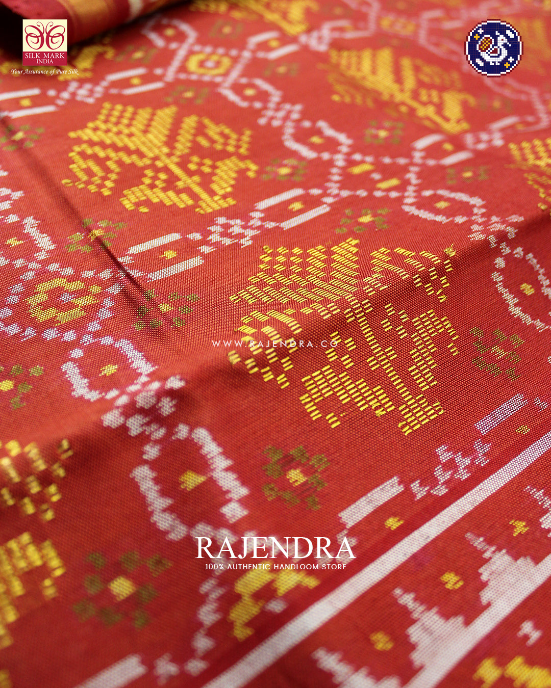 Traditional Navratna Mix Red Single Ikat Rajkot Patola Saree