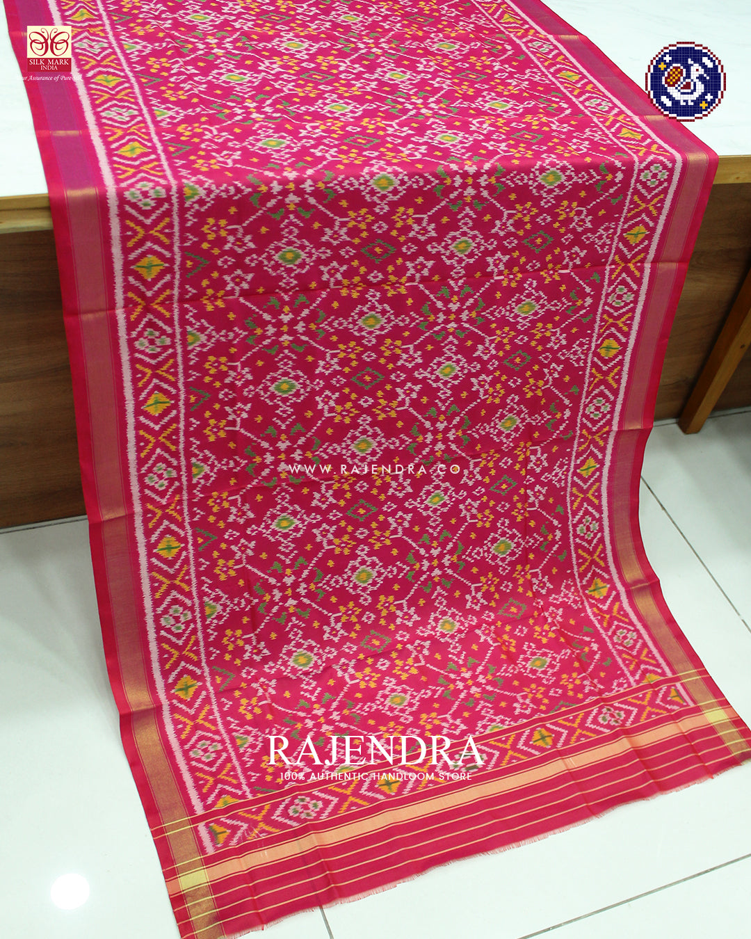 Traditional Navratna Design Pink Rajkot Patola Dupatta