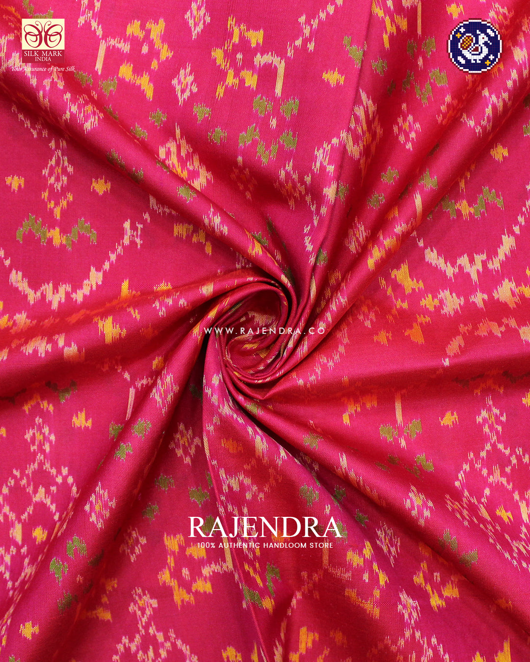 Traditional Navratna Design Peach Pink Rajkot Patola Saree