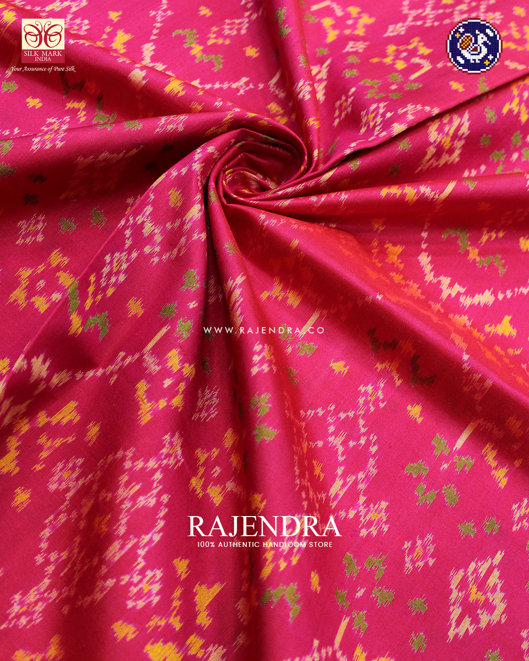 Traditional Navratna Design Peach Pink Rajkot Patola Saree