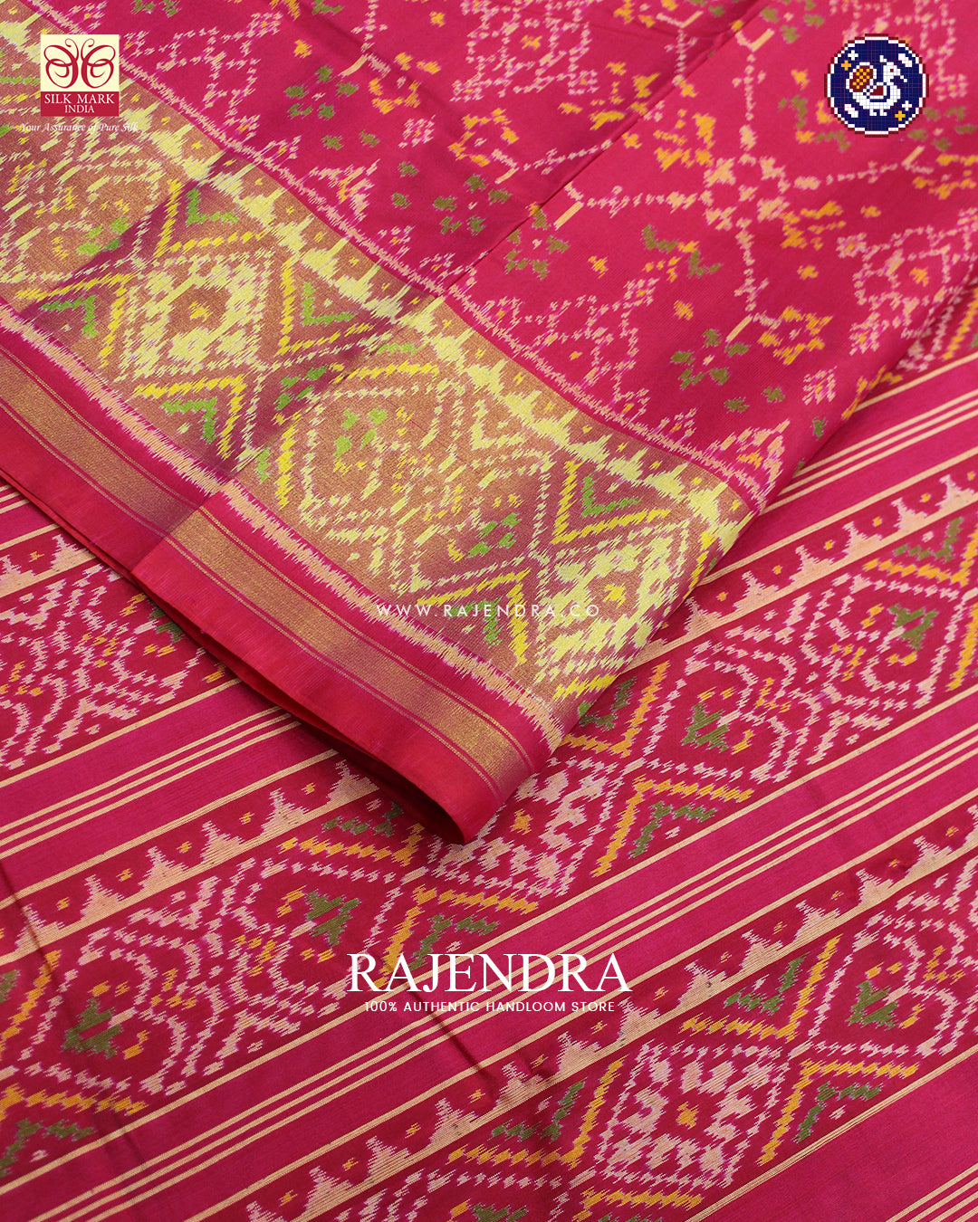 Traditional Navratna Design Peach Pink Rajkot Patola Saree