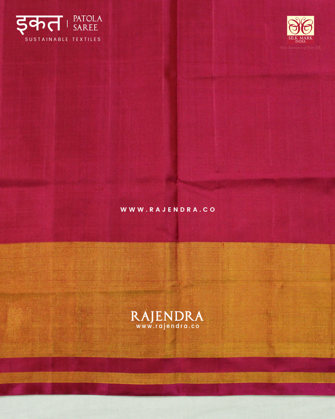 Traditional Navratna Design Pink and Green Single Ikat Rajkot Patola Saree