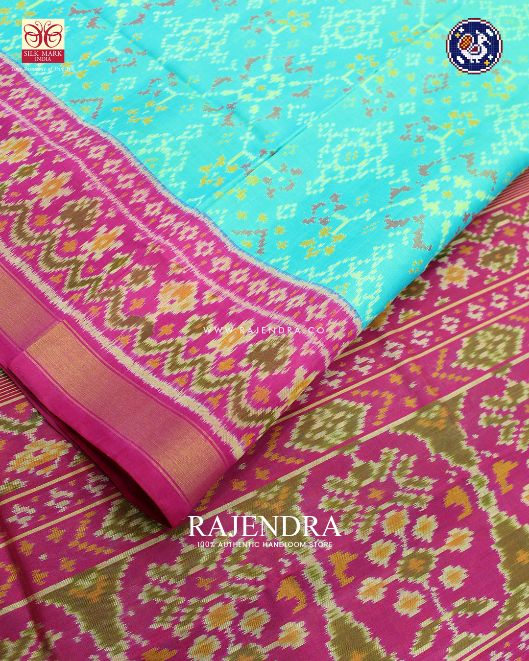 Traditional Navratna Design Pink and Light Green Rajkot Patola Saree