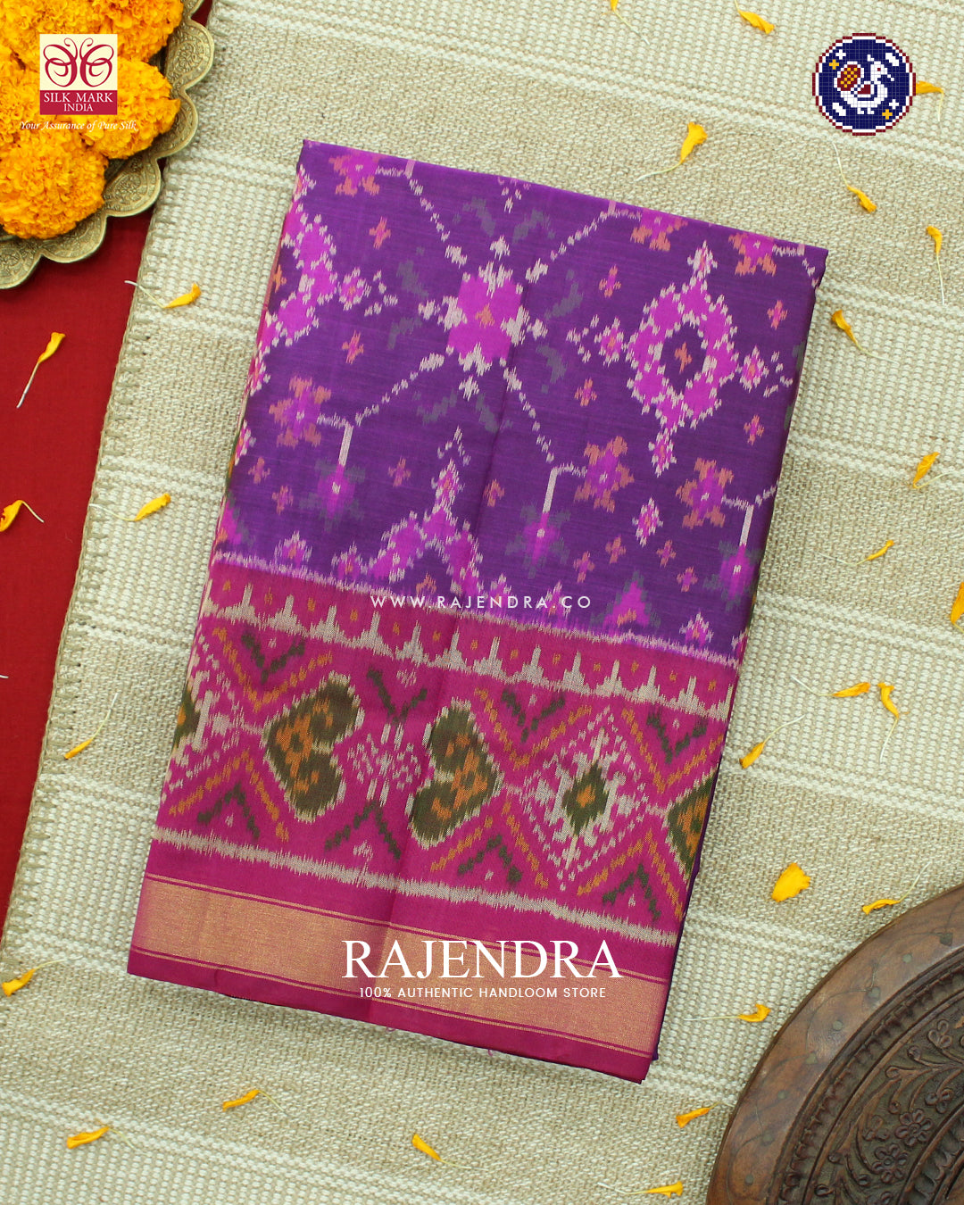 Traditional Navratna Design Pink and Magenta Rajkot Patola Saree